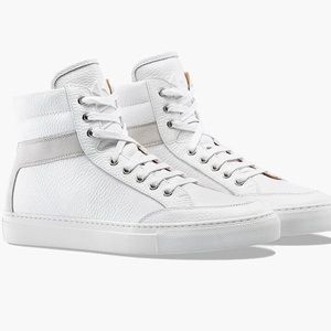 Koio Collective Prino Bianco High Top Sneakers White Leather Womens Size 39 US 9